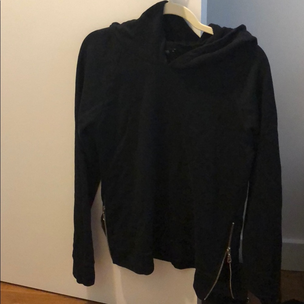 Black Side Zip Sweater with Hood